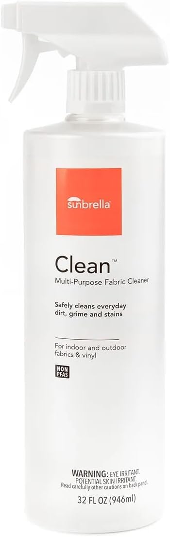 Sunbrella Clean Multi-Purpose Fabric Cleaner | All-in-One Solution for Water-Safe Fabrics and Vinyl | Upholstery Cleaner, Removes Stains & Spills | Non-PFAS | 32 fl oz