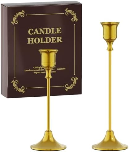 FSyueyun Gold Candle Holders Set of 2, Elegant Metal Candlestick Holders by FSyueyun