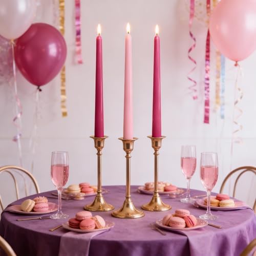 Gradient Hot-Pink Taper Candles for Wedding Valentine's Day - Image 7