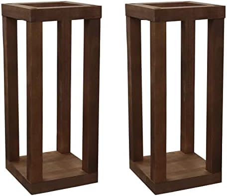 2 Sets 12" Rustic Wedding Table Decoration Farmhouse Decor Wooden Candle Holder Wedding Decoration by Auto-plaza