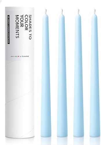 10" Classic Taper Candles, Sky Blue, 4-Pack, 7-8 Hours Long Burning, Unscented Tall Candlesticks by Unknown