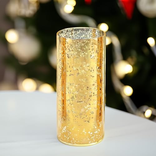 WGVI Hurricane Candle Holder Sleeve, W: 5", Ht: 10", Gold Speckled Glass Cylinder Open Both Ends, Chimney Tube Shade, 6 Piece - Image 5