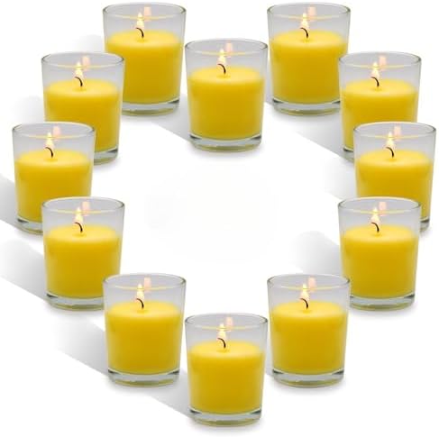 12 Pack Small Citronella Candles Outdoor and Indoor Soy Wax Glass Votive Candles for Party Dinner and Camping - 12 Hours Burn Time by BERYSCEN