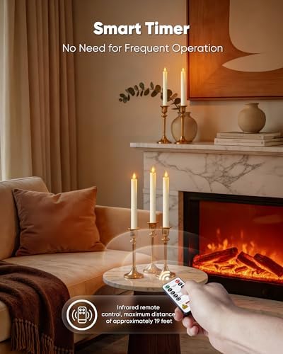 Homemory 2 Pcs White Flameless Taper Candles with Remote and Timer, Real Wax Made 9.6" Battery Operated Candle Stick Flickering, Led Taper Candles with Lifelike Flame for Indoor Home Decor - Image 6
