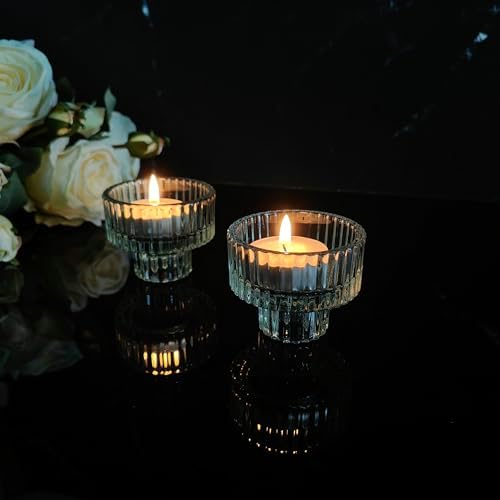 Hosley Set of 24 Glass Taper Candle Holders/Tea Light Candle Holders 2 Inches High Ideal Gift for Weddings Party Favor Reiki Meditation - Image 5