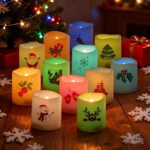 Christmas Battery Operated Flameless Color Changing Votive Candles 12 PCS by CANDLE+CHOICE