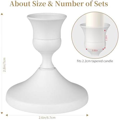 Candle Holders White Set of 9, Vintage Metal Candlestick Holders for Dinner Room Table Centerpiece, Low Metal Candles Sticks for Wedding Centerpieces Christmas Birthday Party - Image 2