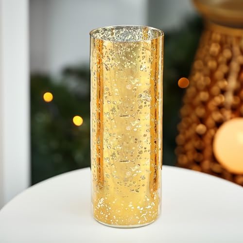 WGVI Hurricane Candle Holder Sleeve, W: 5", Ht: 14", Gold Speckled Glass Cylinder Open Both Ends, Chimney Tube Shade, 1 Piece - Image 6