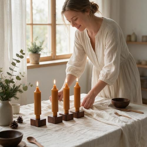 Fall Short Taper Candle Dripless Candlestick for Fall Harvest Halloween Thanksgiving Dinners Parties and Home Décor-6.5inch,4 Pack - Image 4