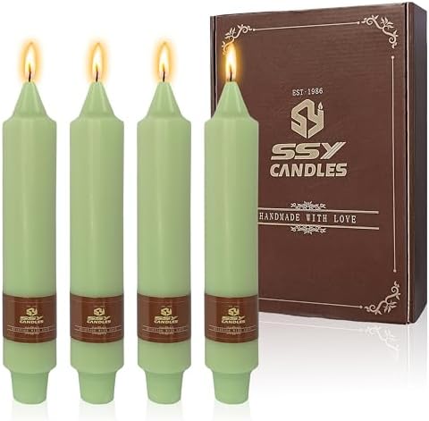 Unscented Taper Candles 7 in Small Candlesticks Light Green Candles 4 Pack for Dinner Household Wedding Party Home Décor by XINAOBAOLUO