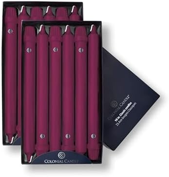 Colonial Candle Unscented Taper Candle, Classic Collection, Mulberry, 10 In, Pack of 12 - Up to 8 Hours Burn by ColonialCandle