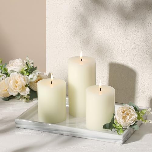 3x6 Inch White Pillar Candles Set of 3 - Decorative Unscented Pillar Candle - Image 4