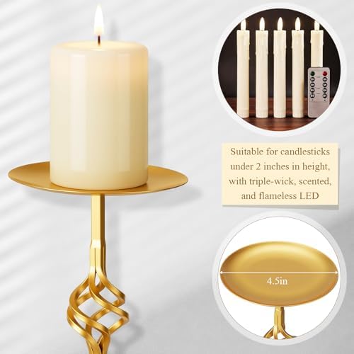 3 Pcs Gold Iron Candlestick Holders 9.8,8,6.3 Inch,Retro - Image 4