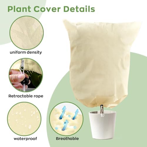 Plant Frost Protection Cover, 4 Pack 32" x 39" Zipper & Drawstring - Image 3