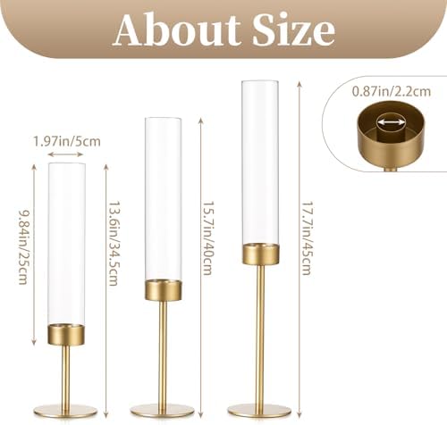 Sziqiqi Hurricane Candle Holder for Wedding: Gold Candlestick Holders 18 Pcs for Table Centerpieces - Glass Candle Stick Holder Bulk for Party Event - Image 4