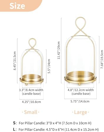 NUPTIO Glass Lanterns Decorative Outdoor, Gold Hurricane Candle Holders - Image 6