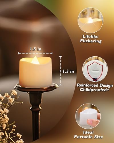 Homemory 48-Pack Novelty Flickering Flameless Tea Light Candles, 200+ Hours - Image 3