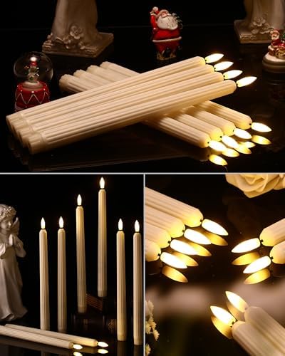 Treela Battery Operated LED Taper Candles,Roman Column,11 Inch,Ivory - Image 4