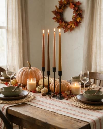 12inch Fall Taper Candles Tall Candlesticks-Unscented dripless Candles for Fall Harvest Thanksgiving Dinners Parties and Home Decor-12pcs - Image 2