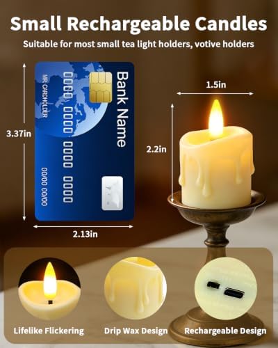 24 Pack Small Rechargeable Flameless Candles with Remote Timer - Image 2