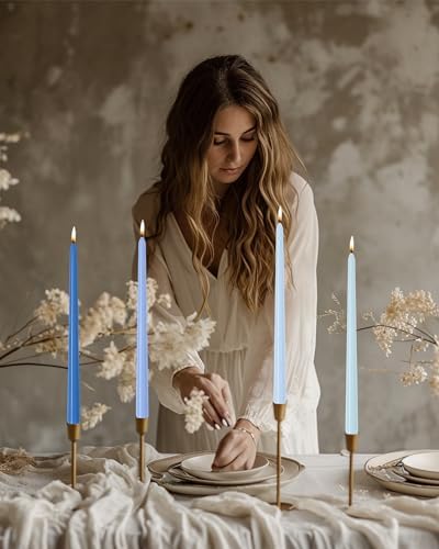 Blue Gradient Taper Candles 12 inch Unscented Smokeless Long Tall Tapered Candle for Candlesticks Sticks Wedding Advent Home Decor Dinner Christmas，Set of 12 - Image 2