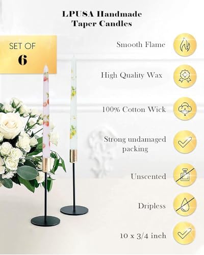 Fruit Colored Taper Candle Dripless Tall Candlesticks 10inch Handmade Unscented Long Candle Stick Smokeless Tapered Holiday Party Celebrate Candle，6pcs - Image 4