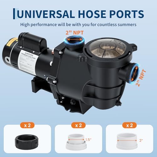 Garvee Pool Pump Above Ground/Inground, 2 HP Self Priming Swimming Pool Pump, 115V/230V Dual Voltage Single Speed Pumps with Strainer Basket, 100 GPM Heavy-Duty Pump for Swimming Pools Spas Hot Tubs