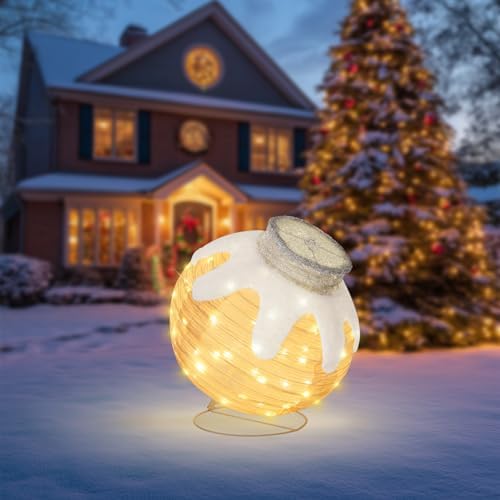 1 Pcs Lighted Outdoor Christmas Ornaments, 80 LEDs, Beige - Image 7