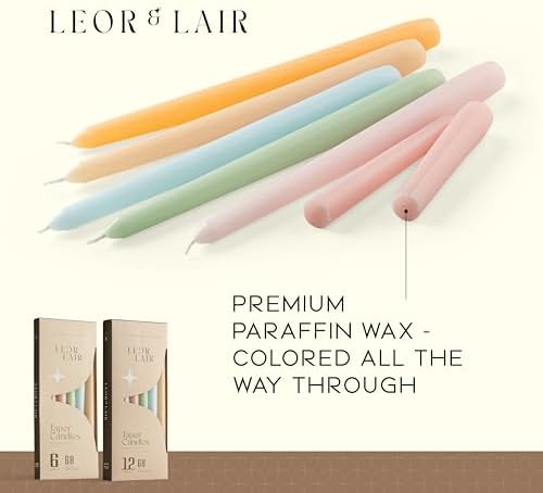 Leor & Lair Pastel Taper Candles, 6 Pack, 10" Tall Candlesticks, Unscented - Image 3