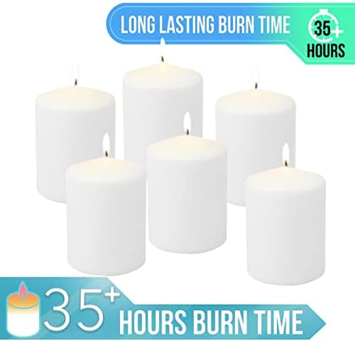 Stonebriar Unscented White Tall Pillar Candles, 35 Hour Burning Candle Pillars, Perfect for Decor, Weddings, Emergencies 3" X 4", 6 count - Image 5