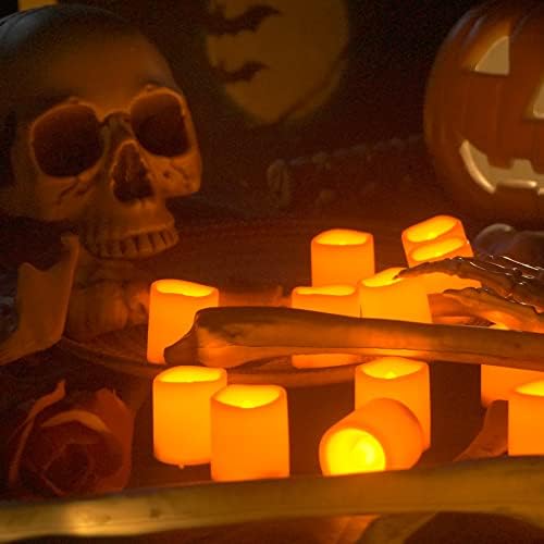 Orange Battery Operated Flameless LED Votive Candles for Halloween 24 Pack - Image 4