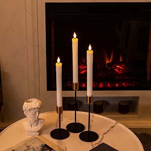 Homemory 12 Pcs Real Wax Flameless Taper Candles with Remote Timer and Dimmer, Battery Operated Candlesticks with Flickering Light, White Window Candles, 9.6 Inches for for Wedding Home Decor - Image 2