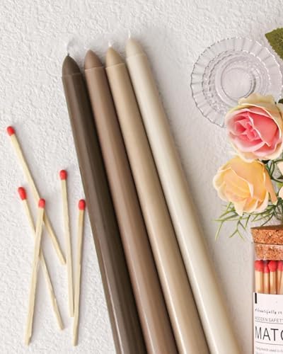 Viyffo Taper Candles, 12 Inch, 12 Pack, Brown – Unscented, Smokeless Design, Up to 8-Hour Burn – Tall Candlesticks for Table Decor, Weddings & Dinners - Image 2