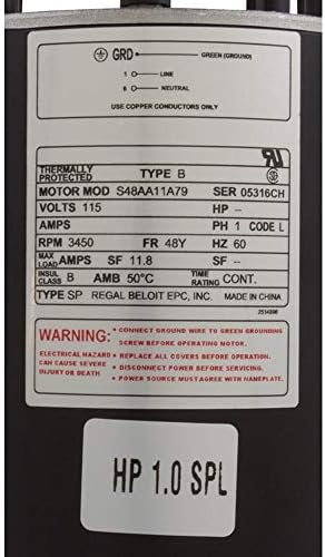 Waterway Plastics 3410410-15 1 hp 115V 1-Speed Spa Pump 1 2" Center Discharge