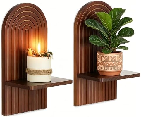 Mid Century Modern Walnut Wall Candle Holder Set of 2 by Walasis
