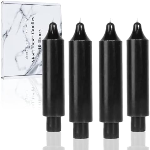 Black Short Taper Candles 6 inch Candle Sticks Unscented Dinner Candle Dripless for Home Decor,Set of 4 by LPUSA