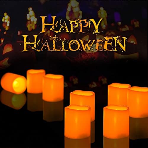 Orange Battery Operated Flameless LED Votive Candles for Halloween 24 Pack - Image 2