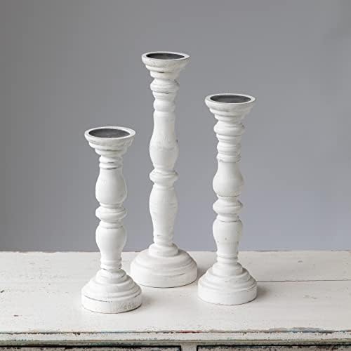 SOFE 14“ White Candle Holders for Pillar Candles, Farmhouse Rustic - Image 6