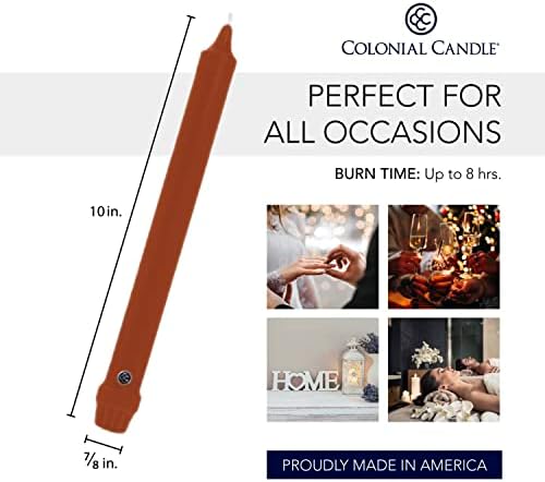 Colonial Candle Unscented Taper Candle, Classic Collection, Amber, 10 in, Pack of 12 - Up to 8 Hours Burn - Image 3