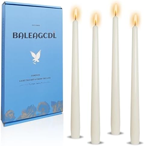 Candlesticks Long Taper Candle,Unscented 10 Inches Cream White Candle Sticks Smokeless Tapered Candles for Home Décor Holiday Gifts by MANNYCOM