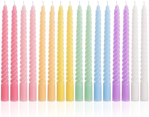 MTLEE 16 Pcs Long Taper Candlestick Bulk 10 Inch Smokeless, Candy - Image 6