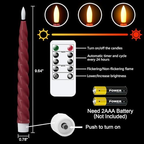 Wondise Flameless Taper Candles with Remote Timer - Image 2