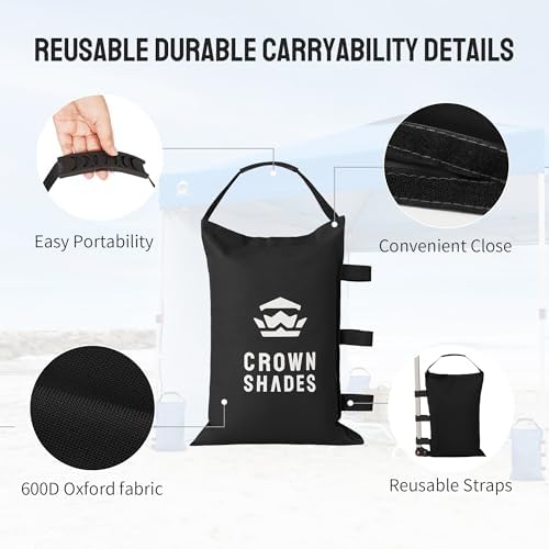 CROWN SHADES Sand Bags for Canopy Legs, 150 LBS, Black (Unfilled) - Image 2