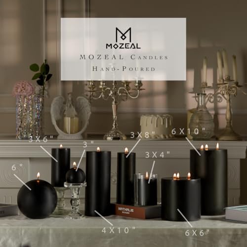 MOZEAL Hand-Poured, 3 Inch Black Round Ball Candles - Elegant Black Round Pillar Candles Set of 3, Dripless, Unscented, Smokeless, Ideal for Halloween Decor. - Image 5
