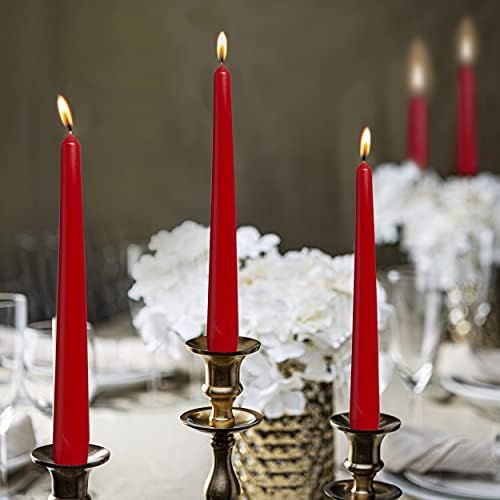 BOLSIUS 20 Count Unscented 10 Inch Red Household Taper Candles - 8 Hours Burn Time - Premium European Quality - Smokeless Dripless Taper Candlestick - Great for Special Occasion, Church, and Everyday - Image 5