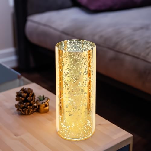 WGVI Hurricane Candle Holder Sleeve, W: 4", Ht: 10", Gold Speckled Glass Cylinder Open Both Ends, Chimney Tube Shade, 6 Pieces - Image 5