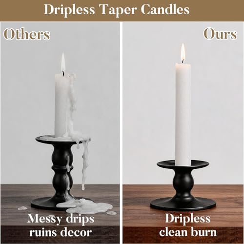 Ashlux Palm Taper Candles 12Pack, 10 Inch Unscented Dripelss Candlesticks - Image 5