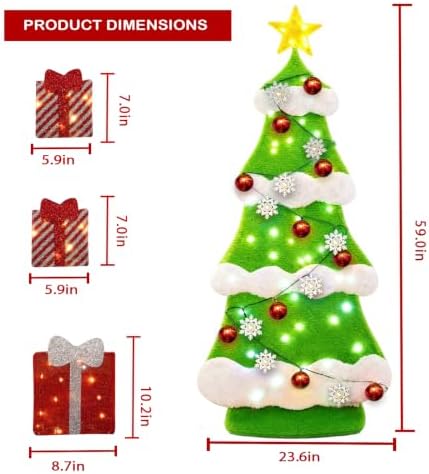 5FT 2D Outdoor Lighted Christmas Tree, 150 LED, 8 Modes（Sphere+Snow） - Image 2