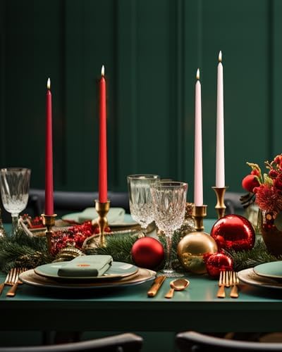 Burgundy 12 Inch Taper Candles Unscented Smokeless Long Tall Tapered Candle for Candlesticks Sticks Wedding Advent Home Decor Dinner Christmas，Set of 12 - Image 6