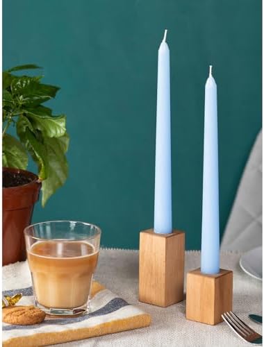 CANDWAX Light Blue 8 inch Taper Candles Set of 12 - Unscented Smokeless Dripless Tall Candlesticks - Perfect for Special Occasions and Ordinary Dinners and as Easter Candles - Light Blue Candle Sticks - Image 5